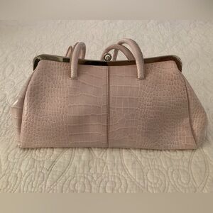 Nine West Pink Crocodile-Embossed Satchel